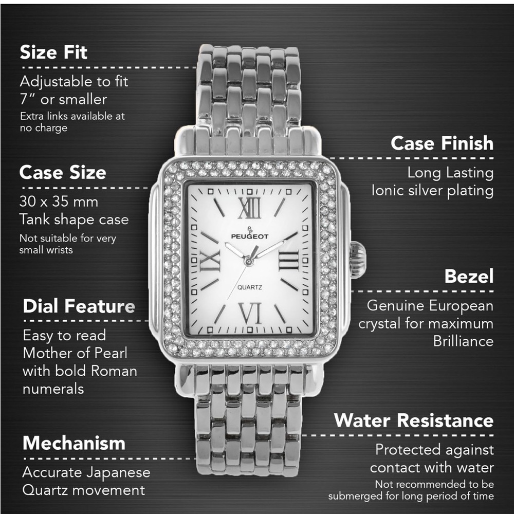 Peugeot Silver Bracelet Watch - Like New - Picture 3 of 7